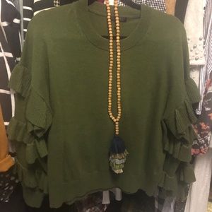 Jcrew Sweater with fun Ruffle sleeves